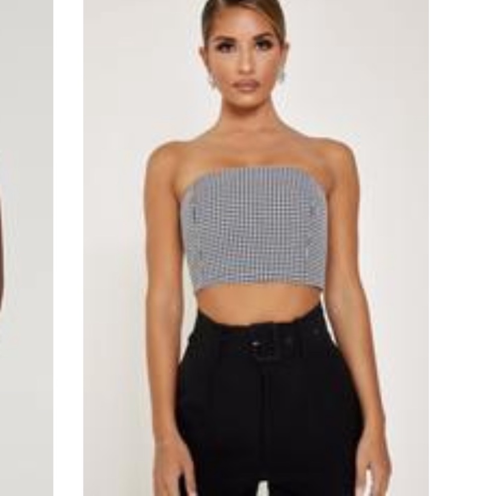 Nessa Bonded Strapless Top in Houndstooth